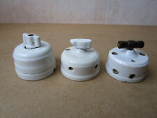 Lot of Three Antique Porcelain Electric Switches Lamp Chandelier.