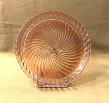 plat / plateau rond en cristal signé BACCARAT modèle BAMBOU ROUGE ROSE 29 cm