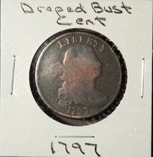 1797-P "Draped Bust" One-Cent Copper Coin, Plain Edge **Poor**