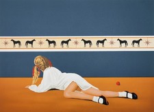 Jacques DETRAIT: Young girl in her room, signed lithograph, 250ex