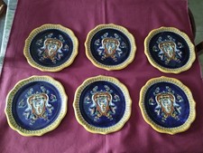 6 Gien earthenware dessert plates blue renaissance decor Ø 22 cm