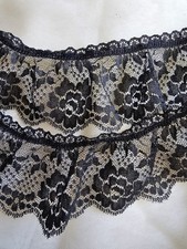 Dentelle Noire Fleurie Volant 1m50 X 7 Cm