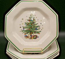 Nikko Vintage Christmastime Octagon Dinner Plates Set of 4 - Made in Japan