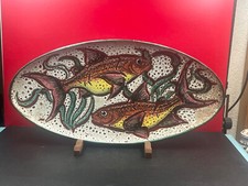 PLAT VALLAURIS CRUSTACES POISSON BOUILLABAISSE écume 55 cm Etienne Daniel?