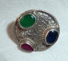 bague africaniste en argent à motif de peau de girafe incrustée de 3 pierres