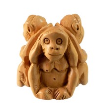 Statue  Singes de la Sagesse en bois  Déco figurine H5.3cm 7690