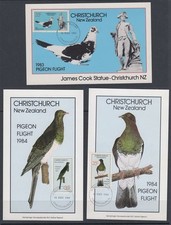 NEW ZEALAND 1983/84 PIGEON FLIGHT CINDERELLA MAXI CARDS (x3) (ID:008/D66001)