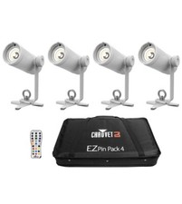 ?Chauvet DJ Ezpin Pack 4 EZpin Pin Spot Light Fixtures Remote & Carry Case?