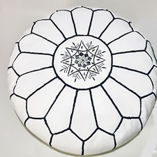 White Moroccan pouf- White