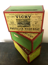 LOT 3 BOÎTES ANCIENNES PASTILLES VICHY-ETAT  TÔLE LITHOGRAPHIE PUB 1920 RARE