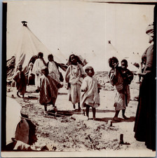 Spain, Melilla, Children Near Tents, Vintage Citrate Print, 1904 Vintage c