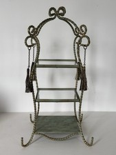 Vintage Italian Etagere Gilt Twisted Steel Rod With Wire Tassel