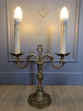 Chandelier Bronze Électrifié 2 Feux - Ancien 