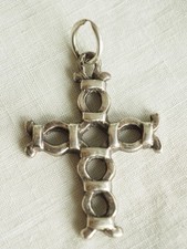 CROIX D'ARGOL ANCIENNE ARGENT MASSIF PIERRE TOULHOAT ANTIQUE SILVER CROSS PENDAN