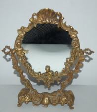 Ancien miroir psyché angelot en bronze 34.3 cm
