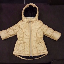 Manteau doublé CATIMINI bébé fille 18 mois imprimé feuilles doré comme neuf