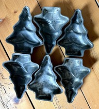 RARE - 6 Moules à Gâteau/Chocolat Anciens - Réunis  - en Métal Blanc SAPINS 🌲