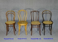 Lot de 4 chaises Bistrot 1/2 de 1910 assises cannées Thonet / Horgen