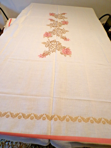 Vintage nappe lin avec - lin,