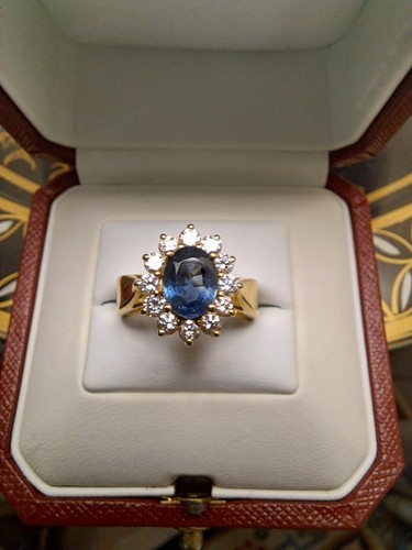 Bague saphir diamants - saphir,