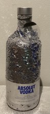ABSOLUT VODKA Silver Sequin Holiday Limited Edition Cover  w/EMPTY BOTTLE