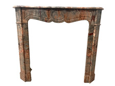 Cheminée de style Louis XV Model " Pompadour " Marbre  gris Rose XX siècle