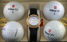 ESQ The Golf Montre Ensemble Cadeau Vintage Suisse Quartz Cuir Bande Ball Cadran