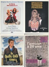 CINEMA POSTERS LOT OF 4 CARDS BARDOT MOREAU TRUFFLE PERKINS