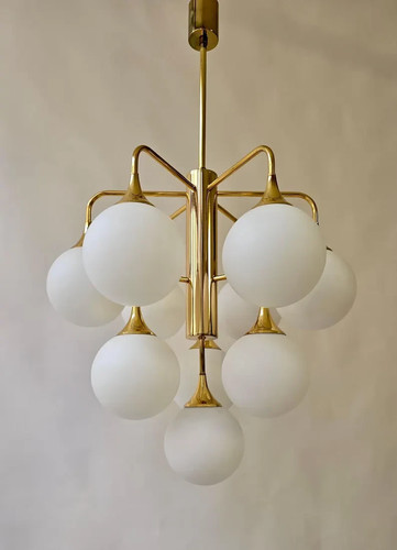Lustre avec globes - 10, opaline