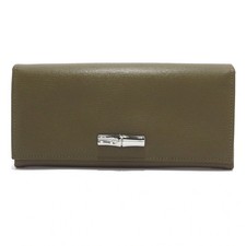 Auth LONGCHAMP - Brown Leather Long Wallet