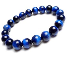 Bracelet Oeil de Tigre Bleu - Lithothérapie - Perles Pierre Diamètre 8mm