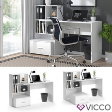 Bureau LORIS, blanc, ordinateur, table bureau, PC, étagère, tiroir, Vicco 