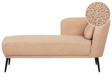 Chaise Longue à Droite avec Coussin Méridienne de Salon en Bouclé Beige Artheze