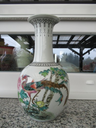 Vase porcelaine oiseau du - porcelaine,