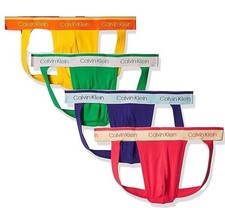 Calvin Klein L138616 Mens Pride 4-Pack Cotton Stretch Jock Strap Size M