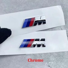 BMW M Logo Side Emblem 2pcs 45mm/55mm Silver Self-Adhesive for 5 Series