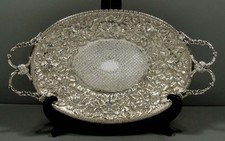 Hennegan & Bates Sterling Tray        c1885  HAND DECORATED