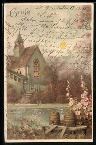 Carte postale ruches bord - postale, au