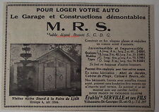 Publicité ancienne Garage démontable automobile MRS 1932, advert