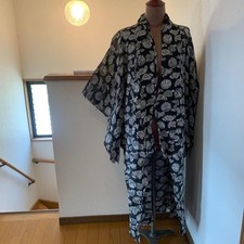 Japanese Antique Kimono Fabric Indigo Haikara Taisho Retro Vintage 120cm