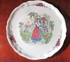 PLAT A TARTE OU GATEAU Sarreguemines Obernai, H LOUX -Alsacienne, 34 cm