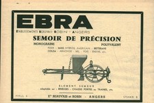 Publicité ancienne Ebra semoir matériel agricole 1955 issue de magazine