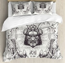 Japonais Linge de Lit Set Asie Samurai Masque N°