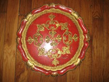 OLD PAINTED & GILDED PLASTIC FLORENTINE TRAY-VINTAGE FLORENTINE TRAY-NO.464