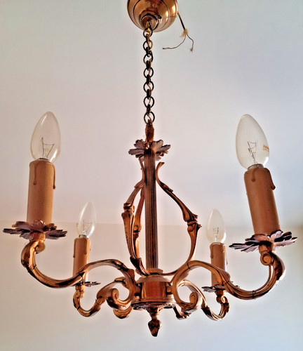 Lustre cage bronze doré 4 - lustre, en