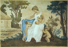 ENGRAVING soft size watercolor early 19th century LA CHARITE