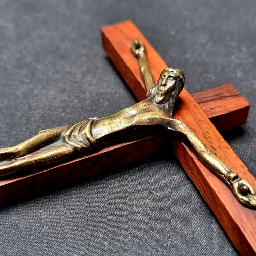 Crucifix ancien bois métal - bois, et
