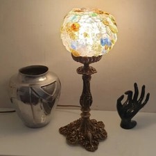lampe table globe fleur verre
