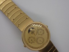 A08G1 Seiko Quartz 7F39 8000 T Moon phase Gold Men Watch Runs
