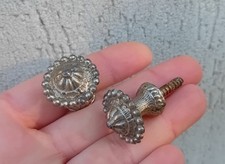 2 OLD FURNITURE HANDLES DRAWER button, white metal, D = 2.3cm No. 60